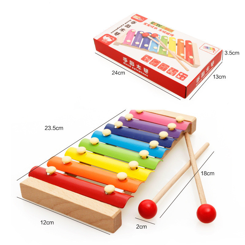Children's wooden hand knocking eight-tone xylophone early education music puzzle knocking musical instrument toys factory direct sales