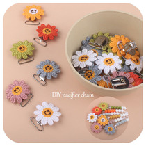 Baby Supplies New Crochet Needle DIY Sun Flowers Pacifier Clips Baby Sunflower Clip Pacifier Anti Fall chain accessories