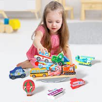 Wood Pellets Children Wooden Animals Laminated High desktop games Early teaching Cognitive Puzzle Force Building Blocks Toys