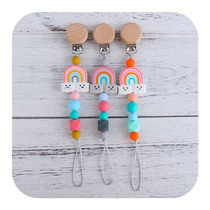 Baby Supplies Beech Wood Round Plane Nipple Clip Silicone Smiley Face Rainbow Pacifier Chain Anti Fall Chain Amazon Heat Pin