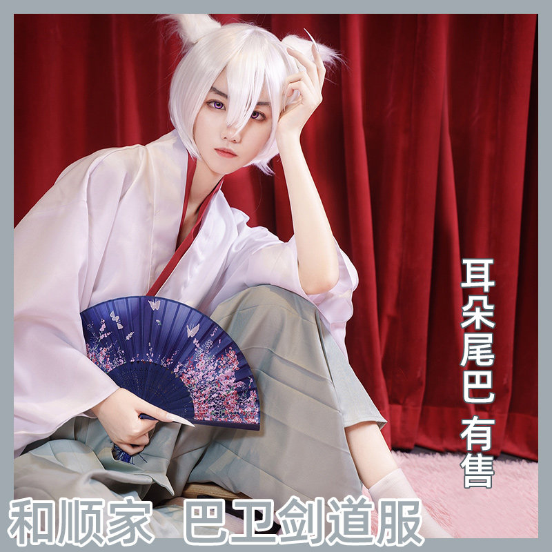 Anime cosplay, energetic girl, fate bond, divine envoy, Bawei, swordsmanship suit, complete set of ear and tail cosplay suit, in stock