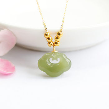 18k gold natural hetian jade pendant ruyi s925 silver necklace new style light luxury high-end safe lock clavicle chain