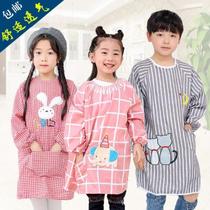 Watercolor painting boys and girls childrens anti-dressing long-sleeved cotton breathable girls