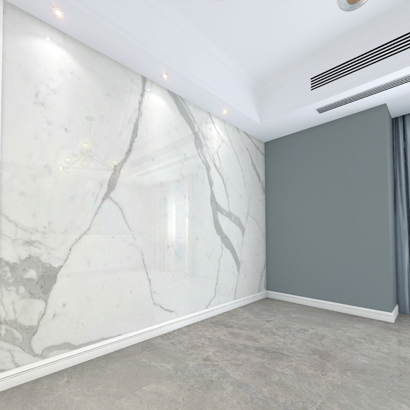 Rock slab background wall custom ultra-thin living room artificial imported fish belly white stone plate suspension marble TV wall