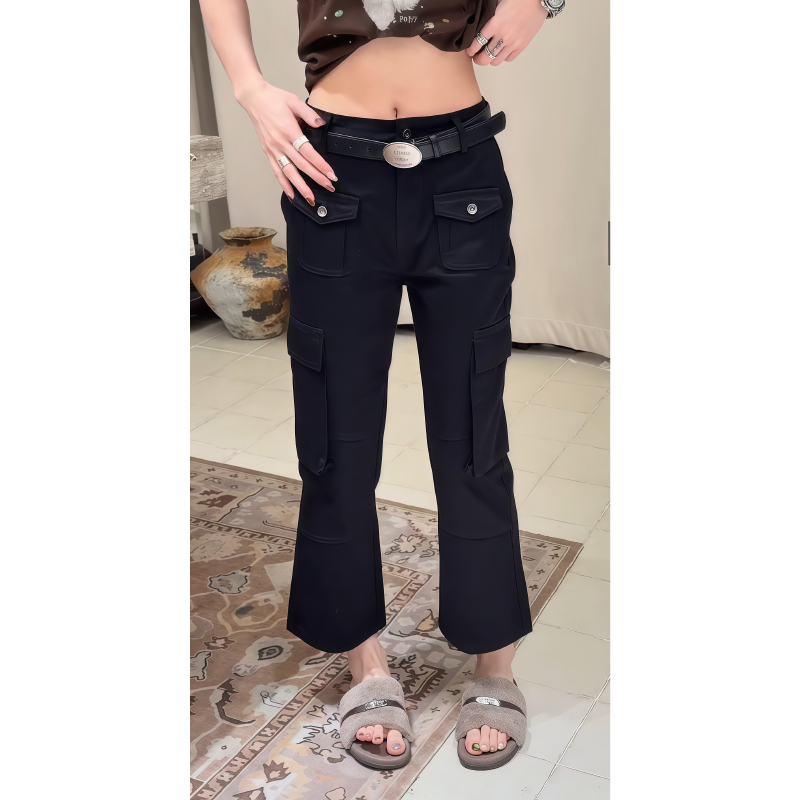 American Retro Black Low-Waist Cropped Pants for Women, New Autumn Style, Slim Fit Straight-Leg Flared Denim Capri Pants American Retro Black Low-Waist Cropped Pants for Women, New Autumn Style, Slim Fit Straight-Leg Flared Denim Capri Pants