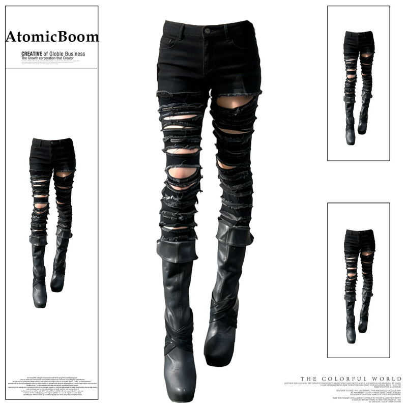 American Retro Black Low-Waist Ripped Skinny Jeans for Women, New Summer Street Style Hot Girl Destroyed Y2K Pants