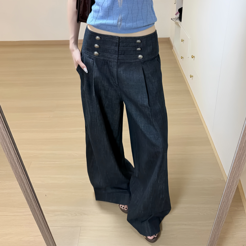 American Retro Palace-Style Napoleon Low-Waist Pants for Women, Autumn Design, Niche, Loose, Lazy, Relaxed Jeans American Retro Palace-Style Napoleon Low-Waist Pants for Women, Autumn Design, Niche, Loose, Lazy, Relaxed Jeans
