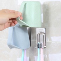 304 stainless steel toothbrush holder suction wall type non-hole wall set set mouthwash Cup brush toothbrush cup shelf Holder