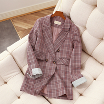 British style retro plaid small blazer womens 2020 spring new small net red loose thin top