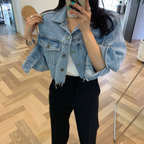 Ghost horse girl Korean version of chic age-reducing all-match loose burrs short casual denim jacket high-waisted jacket