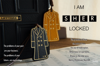 Wait a minute journal [Sherlock Holms-themed] Genuine leather mbox gilding handcrafted journal pendant, British style