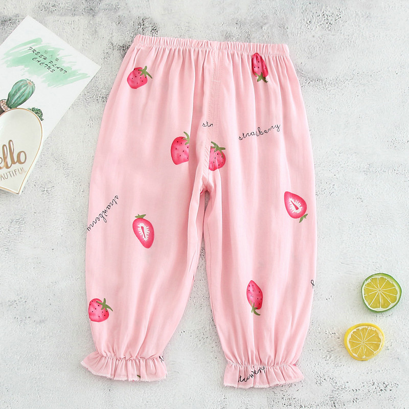 19 summer children's cotton silk bloomers boys and girls baby children cotton silk anti-mosquito pants home service trousers thin section