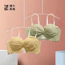 Top melon melon thin thick non-slip small chest gathered underwear womens underwear without underwire closure of the pair of breasts on the top of the anti-drooping bra set