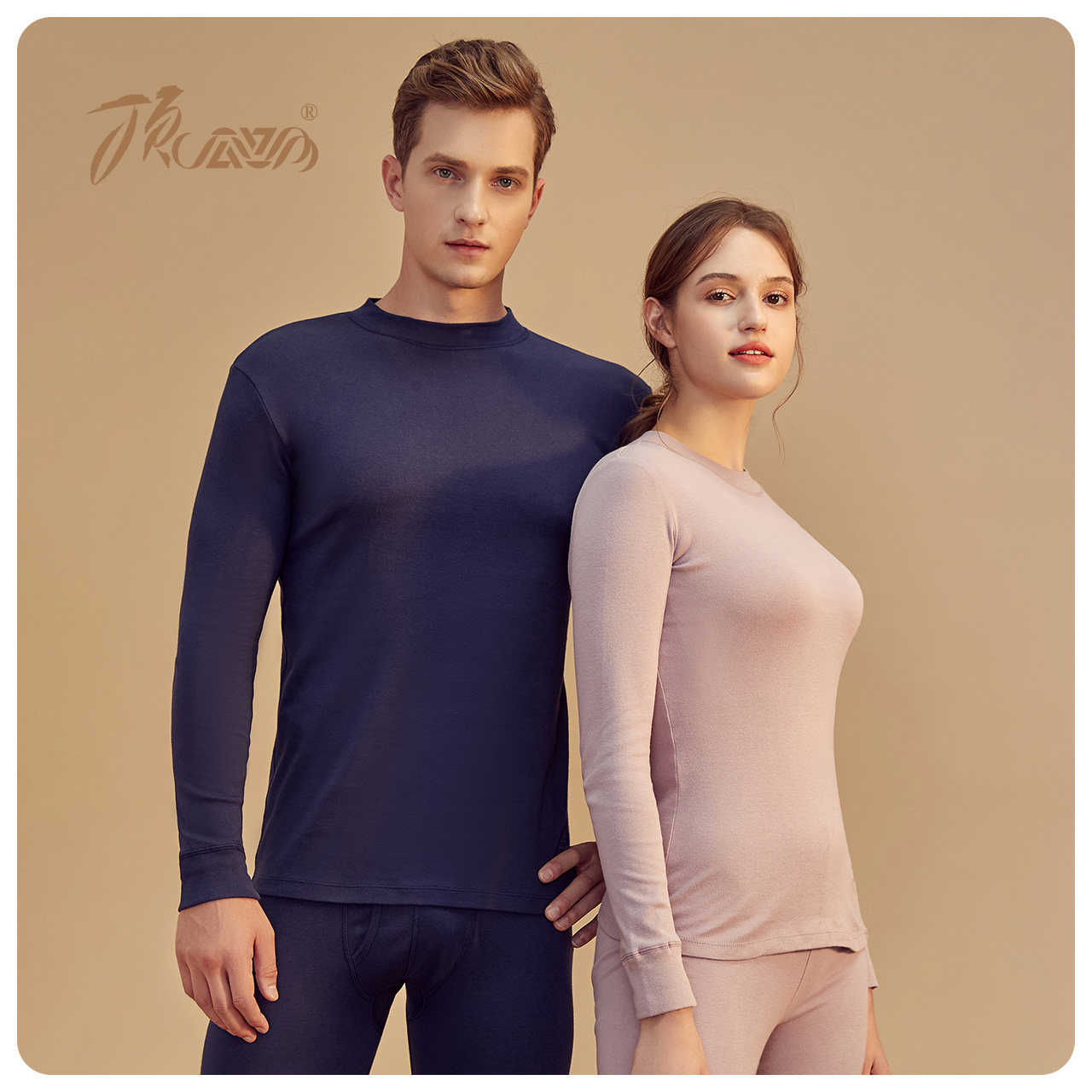 Top melon melon colour cotton lovers semi-high collar autumn clothes sanitary pants pure cotton Heating clothes lady suit autumn and winter jersey