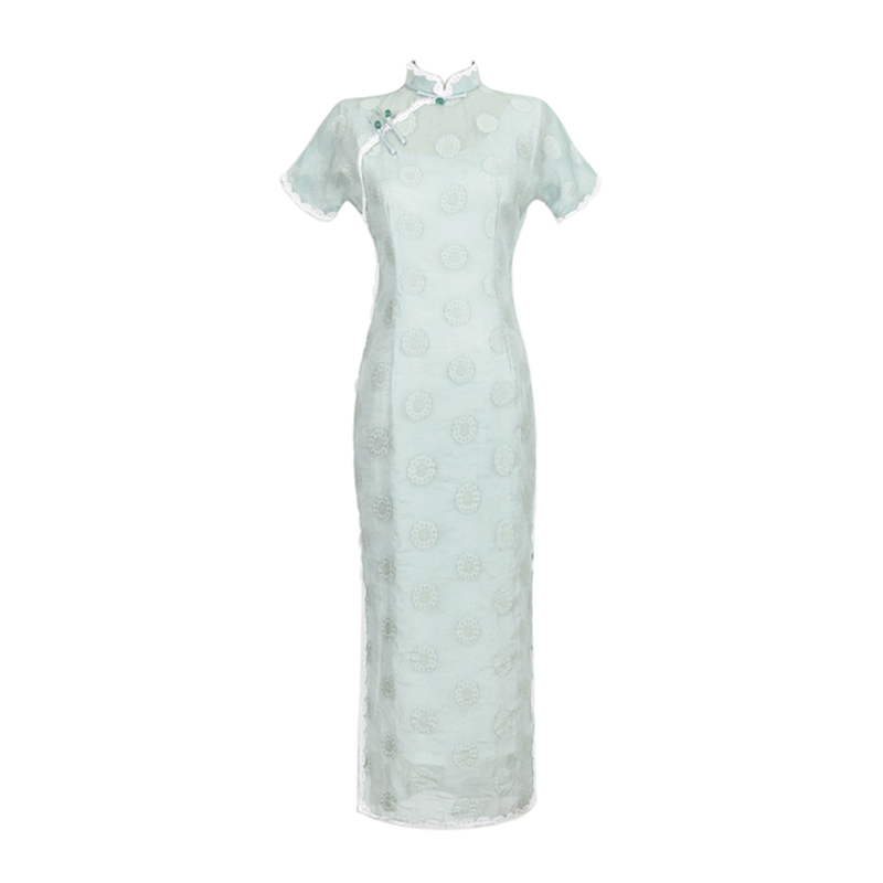  XL+Green chiffon lace edge T2121  
