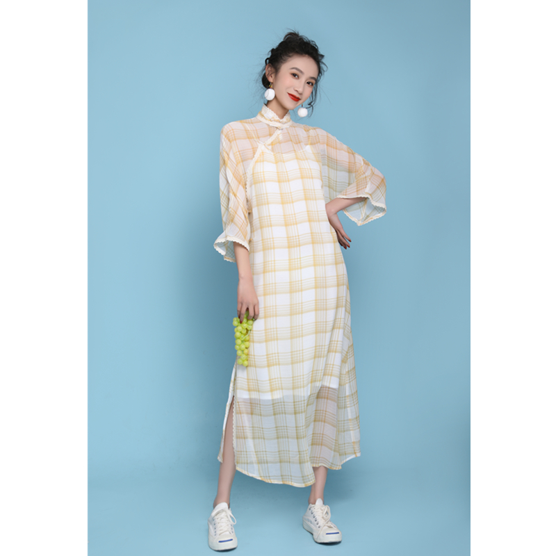 Retro long skirt, cheongsam, ethnic dress, french style, Chinese style Retro long skirt, cheongsam, ethnic dress, french style, Chinese style