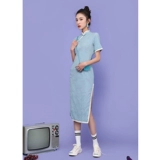 雯卿 Длинное элегантное сексуальное ципао, китайский стиль, облегающий крой, средней длины, городской стиль