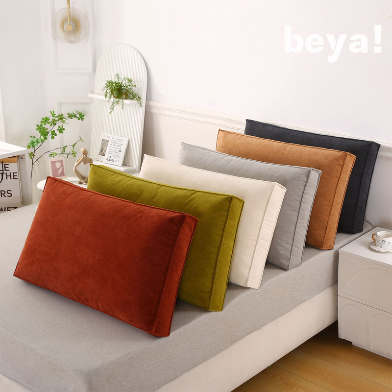 Beya! Cloud Velvet Headboard Cushion Set, Removable and Washable Sofa Cushion, Bedroom Double Lumbar Support Soft Backrest