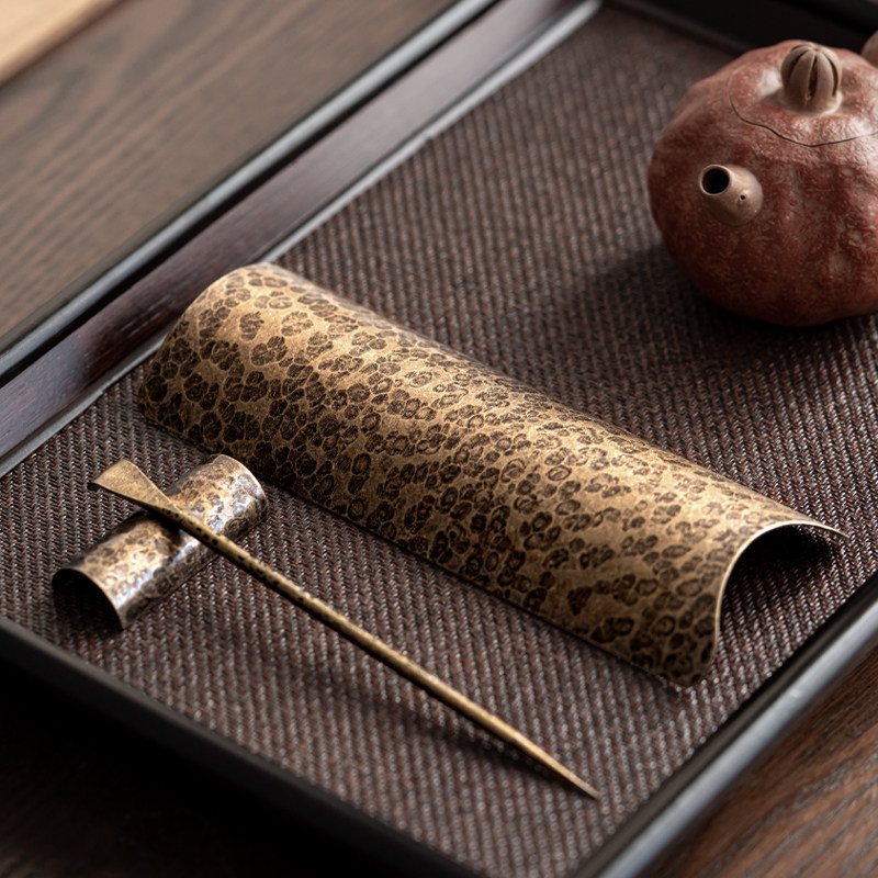 Handmade copper hammer textured tea with three sets of tea then tea needle tea plucking for home taking tea Awakening Tea Utilita Tea Accessories