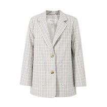 Spring mecity new vintage plaid casual English blazer jacket 536840