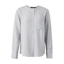 Summer mecity womens new Mulberry Silk Silk elegant stand collar long sleeve shirt 521798