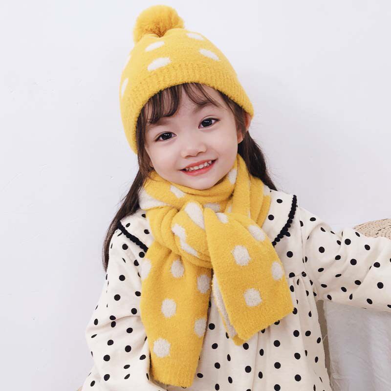 Baby hats autumn and winter children's plush ear protection hats male children's warm scarf Korean version female baby wool winter