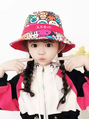 Children fisherman's hat spring and autumn girls sunshade sun hat baby Korean hip hop baby double-sided basin hat boy tide
