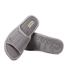 Dearfoams Mens Collin Terry Adjustable Shower Slippers - Medium Gray (USA