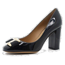 Ferragamo womens high heels in black glossy leather are fashionable and elegant