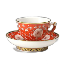 Japan direct mail HEREND Chinese style red chrysanthemum CHRY 03371-0-21 small cup and saucer watermark handle doll