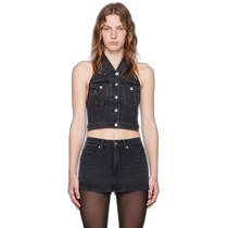Hong Kong direct mail trendy luxury Alexander Wang Ms. Alexander Wang black neck denim horse