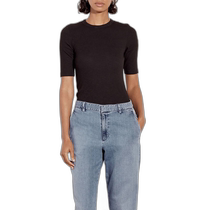 enza costa black textured knitted half-sleeved bodysuit - black (American outlet) straight hair jumpsuit