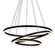 vonnTania Trio 32-Inch LED Chandelier Adjustable Pendant Light Black Modern Round