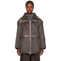 Hong Kong Direct Mail Fashionable Luxury Stand Studio Womens Gray Rylee Faux Fur Jacket 61967