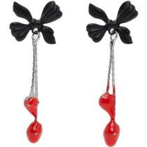 Hong Kong direct mail trendy luxury Ottolinger womens silver black Dipped Ribbon earrings