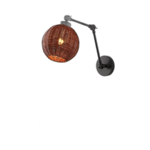 jonathan yLyla 22-Inch 1-Light Mid-Century Vintage Rattan Ball Swing Arm LED Wall Light