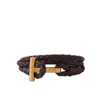 Hong Kong direct mail trendy luxury Tom Ford Tom Ford mens braided leather gold-plated bracelet bracelet JM