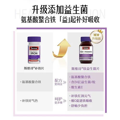 Австралийская прямая почтовая почта Swisse Swelle Iron+пробиотическая розовая бутылка беременная женщина 30 капсулы
