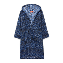 Hong Kong direct mail trendy luxury MISSONI Mens striped cotton terry jacquard hooded nightgown