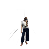 US direct mail ZARA Japan Z1975 wide-leg nine-point high-waist front seam denim trousers 5862 093 blue