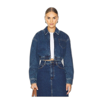 Hong Kong direct mail trendy luxury Bardot womens Bomber short denim jacket 91395JB1