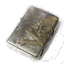 (Direct mail from Japan) ZIPPO lighter pure copper silver × gold three-sided continuous skull decoration 2AB-SKU