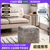 nuLOOM cotton texture plaid footstool (American Outlet) straight hair