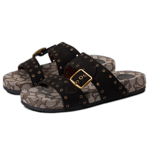(Direct Mail from the United States) Coach Womens Sandals Coach Imported Suede Genuine Leather Comfortable Leather Shoes Leather Sandals