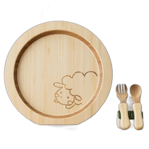 Japanese direct mail agney childrens tableware set one plate splash-proof plate 3-piece set for boys and girls baby natural material