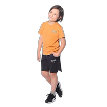 Japanese errand running Puma childrens short-sleeved shorts sports suit orange black 140cm