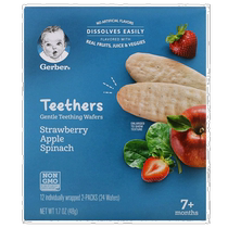 Hong Kong straight-haired Gerber teether for babies over 7 months old strawberry apple spinach and sweet 12 packs