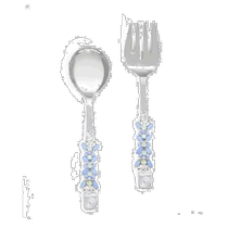 Tiramisu Blue Sparkle Salad Server Set - Blue (American Outlet) Straight Hair