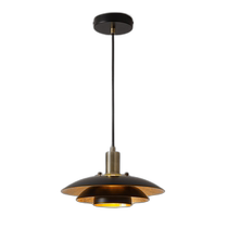 nova of californiaRancho Mirage Small Pendant Lamp - Matte Black and Gold Leaf Shade