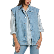 frame denimFRAME Denim Angled Trucker Vest - Blue (American Outlet) Straight